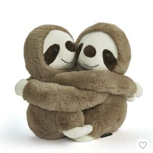 FAO Schwarz 9” Hugging Sloths Brown and White Plush Stuffed Animal Toy